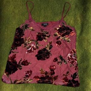 fuschia floral print velvet cami